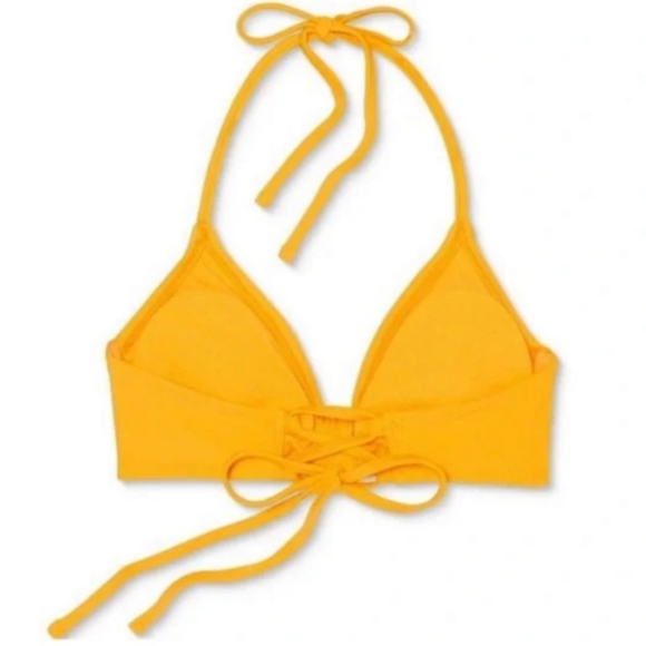 Juniors' sexy Knot-front Bralette Bikini Top tie back Xhilaration Mango Orange - Picture 2 of 6